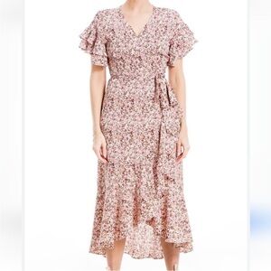 Max Studio floral wrap dress sz L
